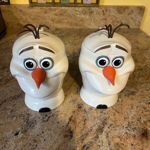2 Disney On Ice Frozen’s Olaf Souvenir Flip Top Snack Cups/ Character Mugs